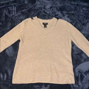 Tan Warm Sweater, with two cuts for style.